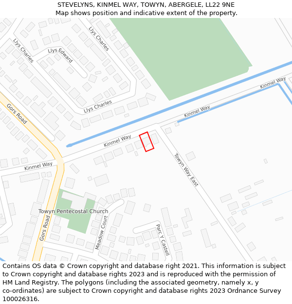 STEVELYNS, KINMEL WAY, TOWYN, ABERGELE, LL22 9NE: Location map and indicative extent of plot