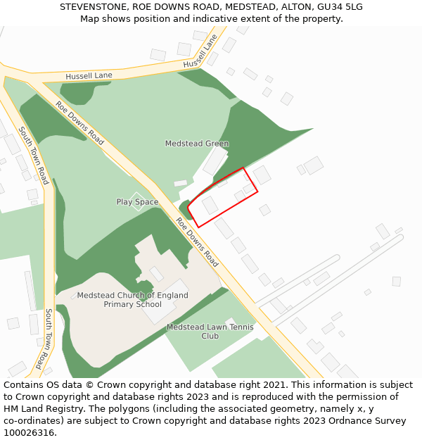 STEVENSTONE, ROE DOWNS ROAD, MEDSTEAD, ALTON, GU34 5LG: Location map and indicative extent of plot