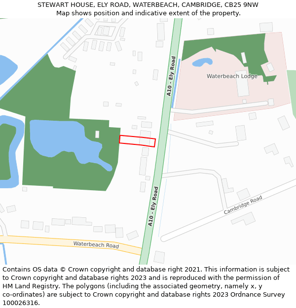 STEWART HOUSE, ELY ROAD, WATERBEACH, CAMBRIDGE, CB25 9NW: Location map and indicative extent of plot