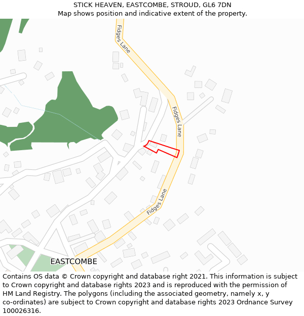 STICK HEAVEN, EASTCOMBE, STROUD, GL6 7DN: Location map and indicative extent of plot