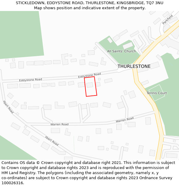 STICKLEDOWN, EDDYSTONE ROAD, THURLESTONE, KINGSBRIDGE, TQ7 3NU: Location map and indicative extent of plot