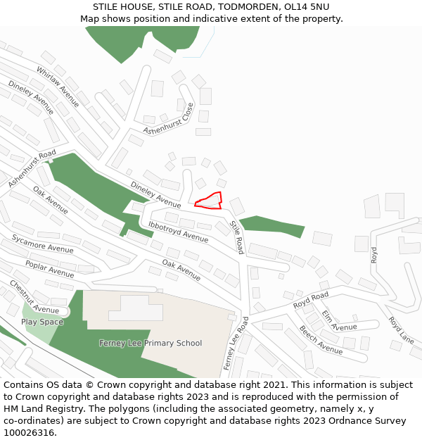 STILE HOUSE, STILE ROAD, TODMORDEN, OL14 5NU: Location map and indicative extent of plot