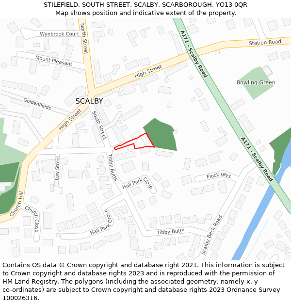 STILEFIELD, SOUTH STREET, SCALBY, SCARBOROUGH, YO13 0QR: Location map and indicative extent of plot
