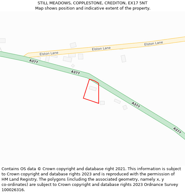 STILL MEADOWS, COPPLESTONE, CREDITON, EX17 5NT: Location map and indicative extent of plot