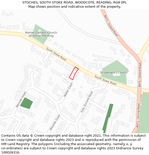 STOCHES, SOUTH STOKE ROAD, WOODCOTE, READING, RG8 0PL: Location map and indicative extent of plot
