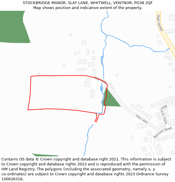 STOCKBRIDGE MANOR, SLAY LANE, WHITWELL, VENTNOR, PO38 2QF: Location map and indicative extent of plot