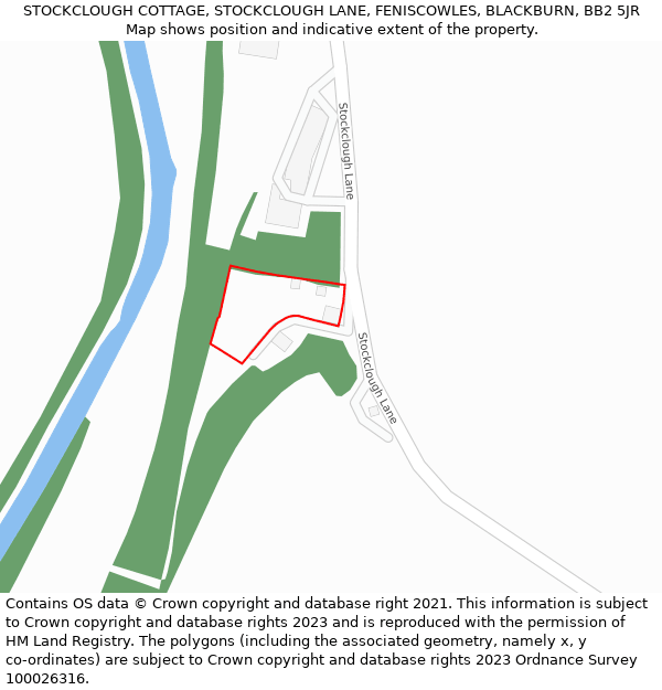 STOCKCLOUGH COTTAGE, STOCKCLOUGH LANE, FENISCOWLES, BLACKBURN, BB2 5JR: Location map and indicative extent of plot