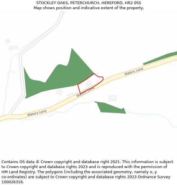 STOCKLEY OAKS, PETERCHURCH, HEREFORD, HR2 0SS: Location map and indicative extent of plot