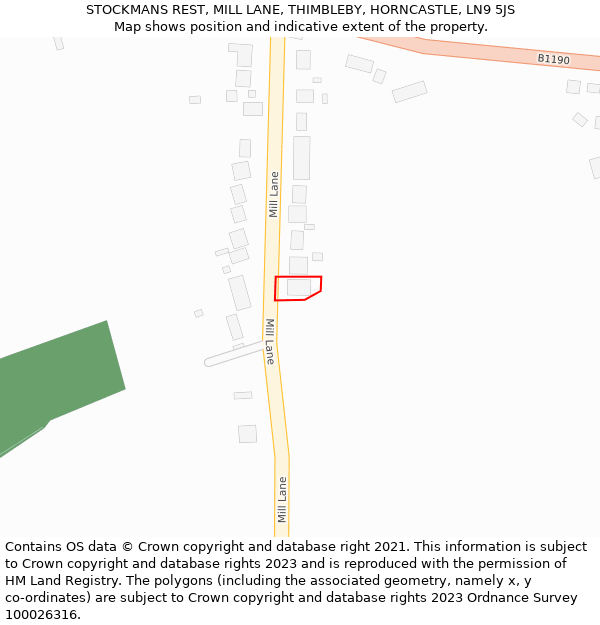 STOCKMANS REST, MILL LANE, THIMBLEBY, HORNCASTLE, LN9 5JS: Location map and indicative extent of plot