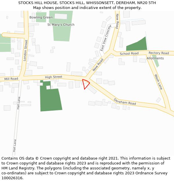 STOCKS HILL HOUSE, STOCKS HILL, WHISSONSETT, DEREHAM, NR20 5TH: Location map and indicative extent of plot