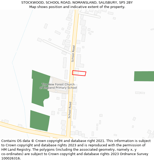 STOCKWOOD, SCHOOL ROAD, NOMANSLAND, SALISBURY, SP5 2BY: Location map and indicative extent of plot