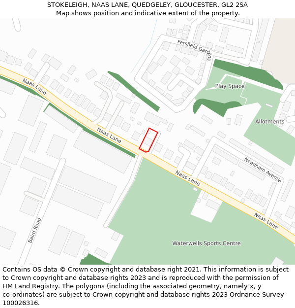 STOKELEIGH, NAAS LANE, QUEDGELEY, GLOUCESTER, GL2 2SA: Location map and indicative extent of plot