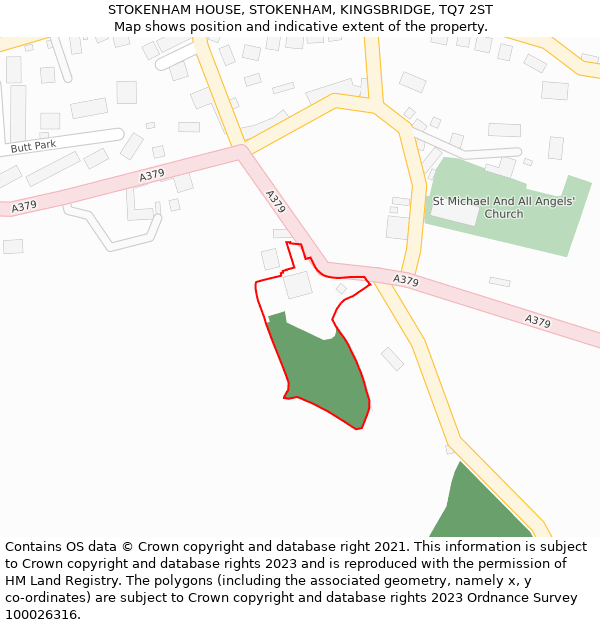 STOKENHAM HOUSE, STOKENHAM, KINGSBRIDGE, TQ7 2ST: Location map and indicative extent of plot
