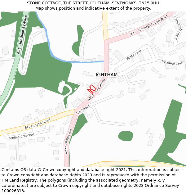 STONE COTTAGE, THE STREET, IGHTHAM, SEVENOAKS, TN15 9HH: Location map and indicative extent of plot