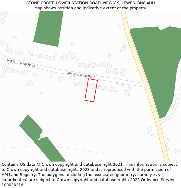 STONE CROFT, LOWER STATION ROAD, NEWICK, LEWES, BN8 4HU: Location map and indicative extent of plot