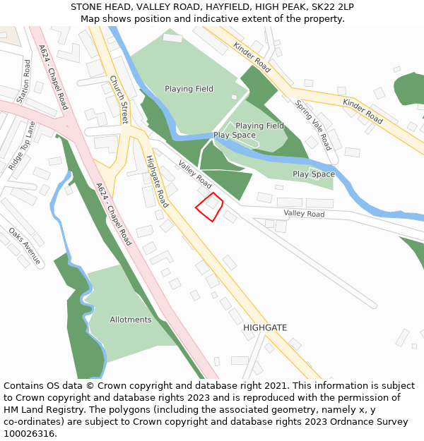 STONE HEAD, VALLEY ROAD, HAYFIELD, HIGH PEAK, SK22 2LP: Location map and indicative extent of plot