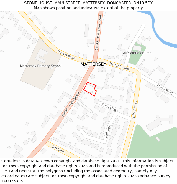 STONE HOUSE, MAIN STREET, MATTERSEY, DONCASTER, DN10 5DY: Location map and indicative extent of plot