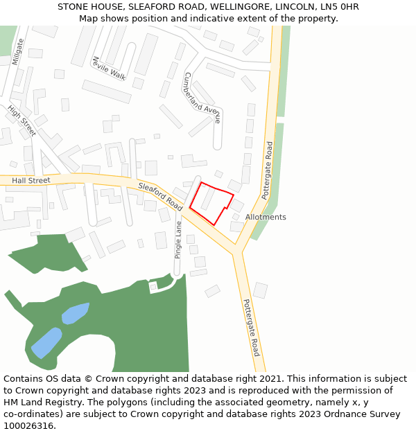 STONE HOUSE, SLEAFORD ROAD, WELLINGORE, LINCOLN, LN5 0HR: Location map and indicative extent of plot