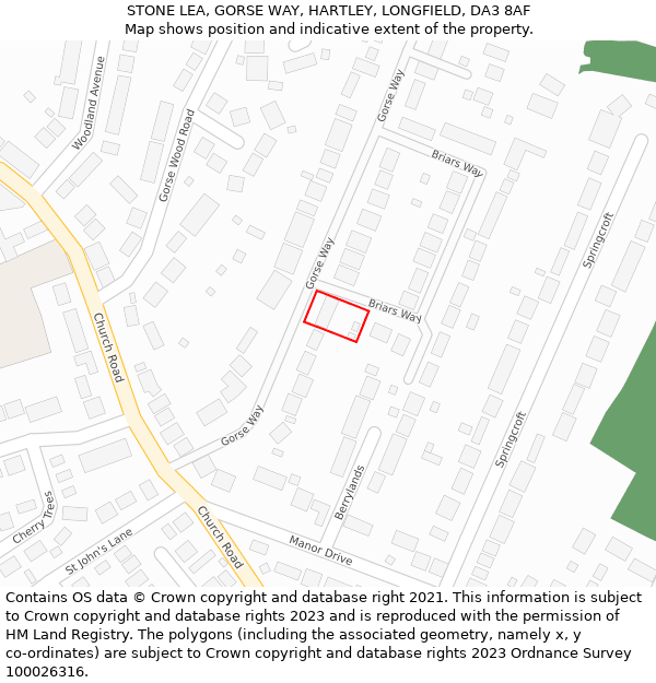 STONE LEA, GORSE WAY, HARTLEY, LONGFIELD, DA3 8AF: Location map and indicative extent of plot