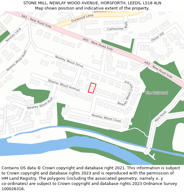 STONE MILL, NEWLAY WOOD AVENUE, HORSFORTH, LEEDS, LS18 4LN: Location map and indicative extent of plot