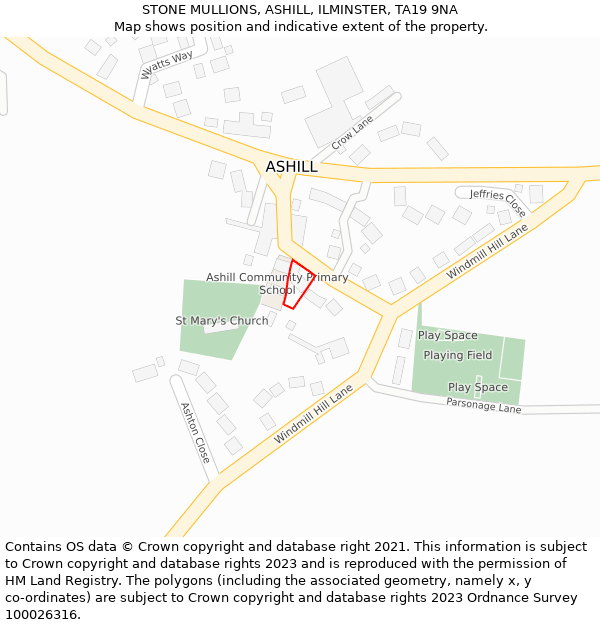 STONE MULLIONS, ASHILL, ILMINSTER, TA19 9NA: Location map and indicative extent of plot