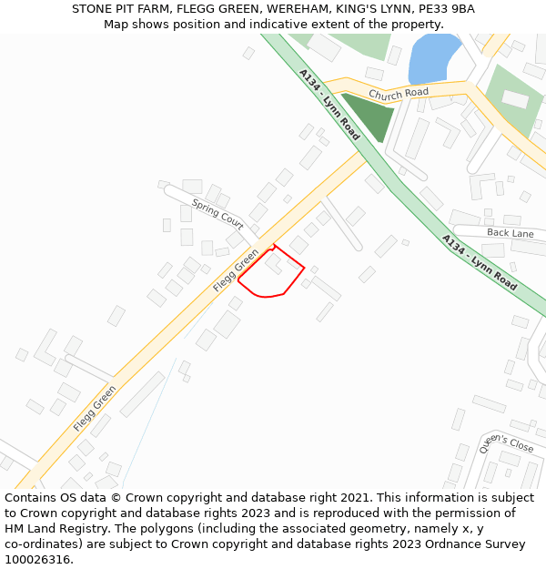 STONE PIT FARM, FLEGG GREEN, WEREHAM, KING'S LYNN, PE33 9BA: Location map and indicative extent of plot