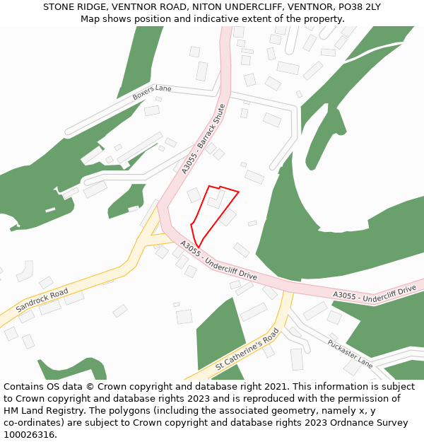 STONE RIDGE, VENTNOR ROAD, NITON UNDERCLIFF, VENTNOR, PO38 2LY: Location map and indicative extent of plot