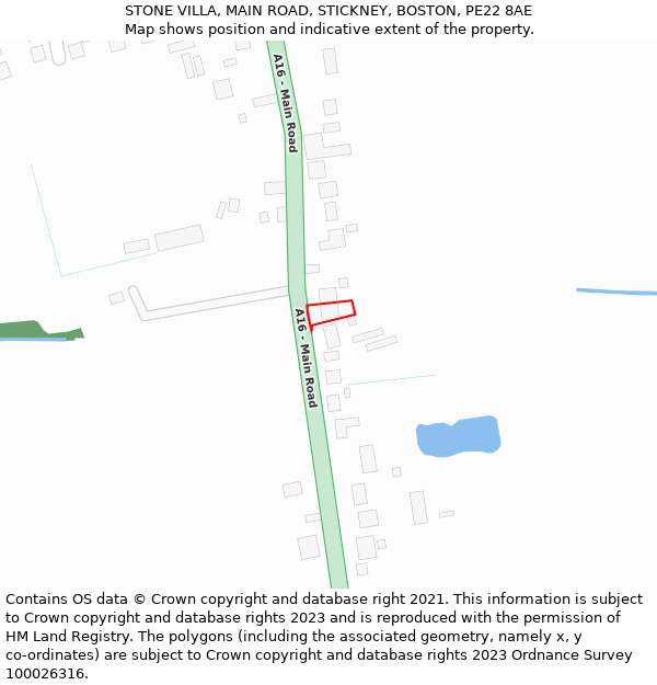 STONE VILLA, MAIN ROAD, STICKNEY, BOSTON, PE22 8AE: Location map and indicative extent of plot