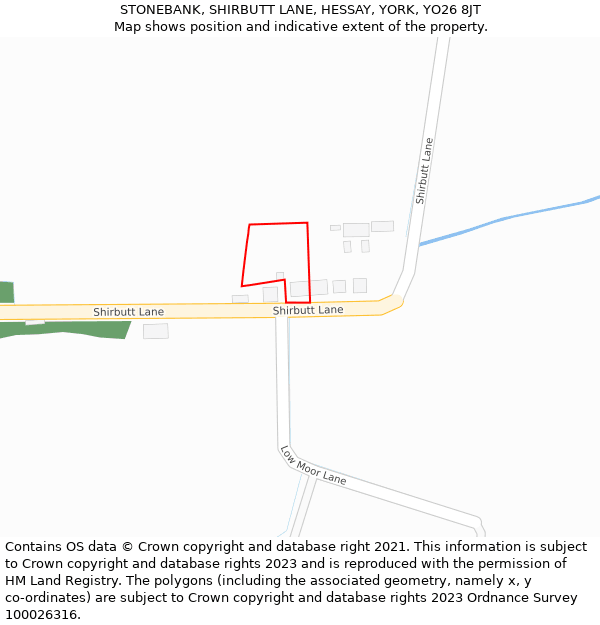 STONEBANK, SHIRBUTT LANE, HESSAY, YORK, YO26 8JT: Location map and indicative extent of plot