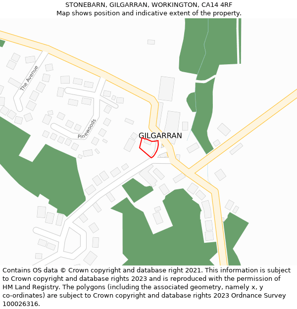 STONEBARN, GILGARRAN, WORKINGTON, CA14 4RF: Location map and indicative extent of plot