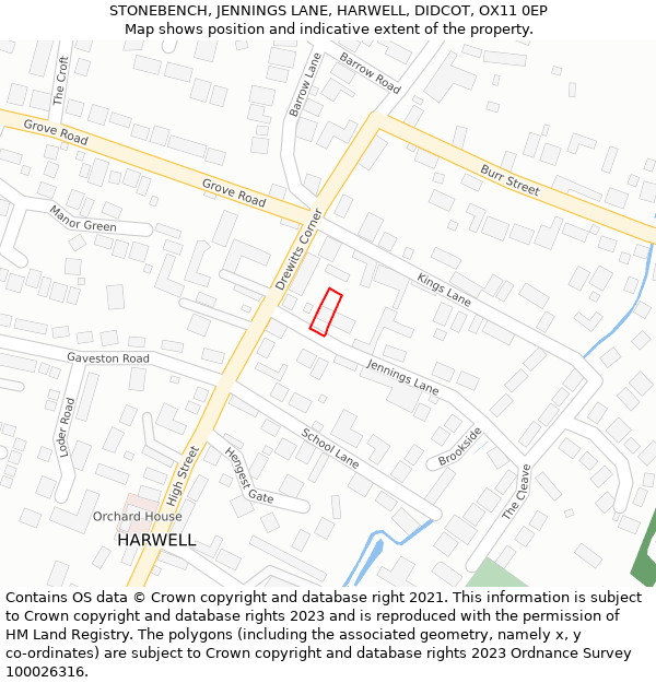 STONEBENCH, JENNINGS LANE, HARWELL, DIDCOT, OX11 0EP: Location map and indicative extent of plot