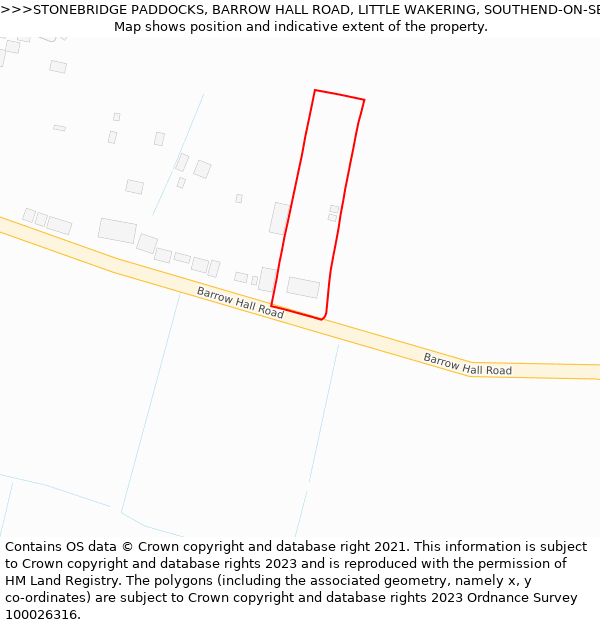 STONEBRIDGE PADDOCKS, BARROW HALL ROAD, LITTLE WAKERING, SOUTHEND-ON-SEA, SS3 0QW: Location map and indicative extent of plot