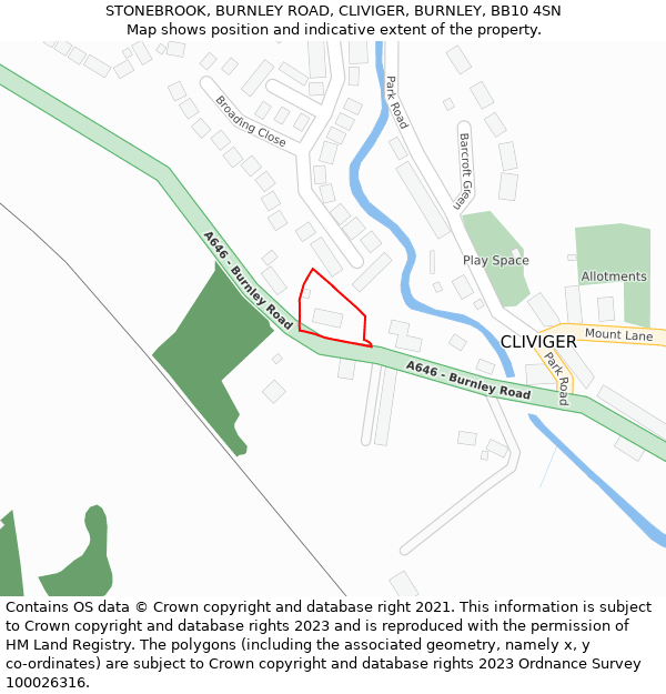 STONEBROOK, BURNLEY ROAD, CLIVIGER, BURNLEY, BB10 4SN: Location map and indicative extent of plot