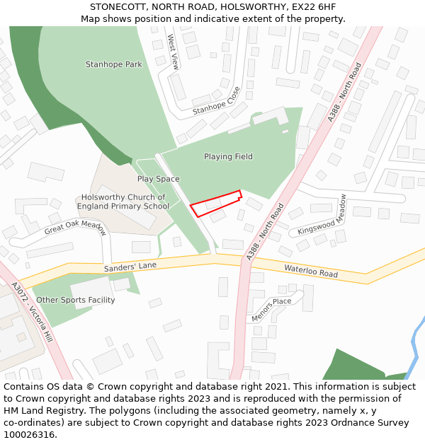 STONECOTT, NORTH ROAD, HOLSWORTHY, EX22 6HF: Location map and indicative extent of plot