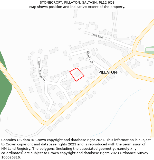 STONECROFT, PILLATON, SALTASH, PL12 6QS: Location map and indicative extent of plot