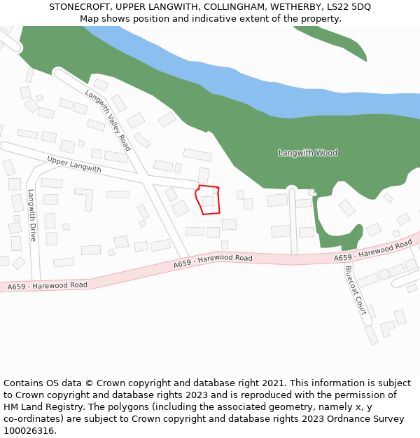 STONECROFT, UPPER LANGWITH, COLLINGHAM, WETHERBY, LS22 5DQ: Location map and indicative extent of plot