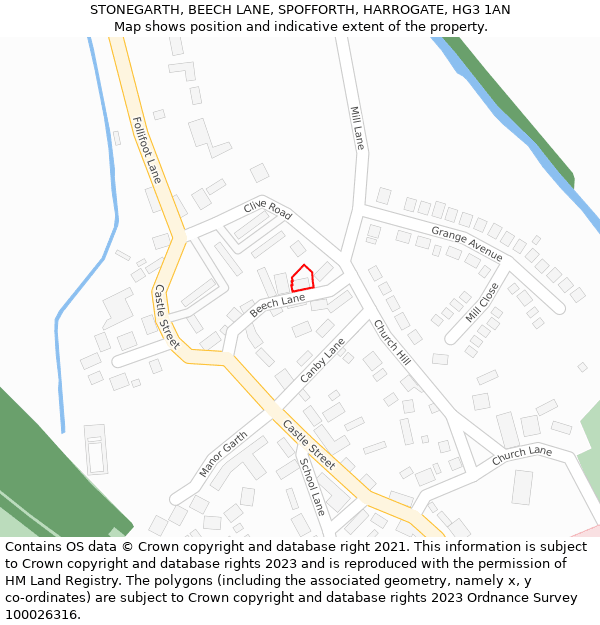 STONEGARTH, BEECH LANE, SPOFFORTH, HARROGATE, HG3 1AN: Location map and indicative extent of plot