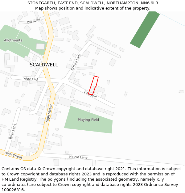 STONEGARTH, EAST END, SCALDWELL, NORTHAMPTON, NN6 9LB: Location map and indicative extent of plot