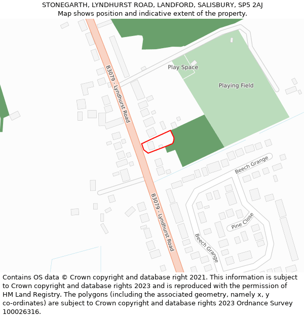 STONEGARTH, LYNDHURST ROAD, LANDFORD, SALISBURY, SP5 2AJ: Location map and indicative extent of plot