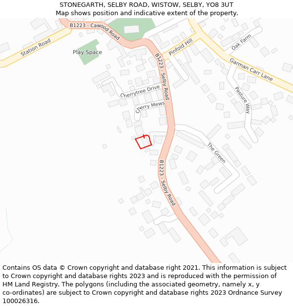 STONEGARTH, SELBY ROAD, WISTOW, SELBY, YO8 3UT: Location map and indicative extent of plot