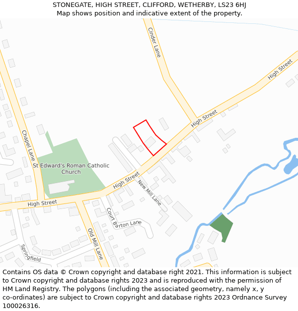 STONEGATE, HIGH STREET, CLIFFORD, WETHERBY, LS23 6HJ: Location map and indicative extent of plot