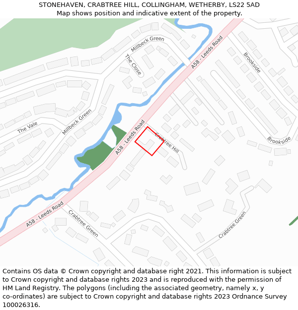 STONEHAVEN, CRABTREE HILL, COLLINGHAM, WETHERBY, LS22 5AD: Location map and indicative extent of plot