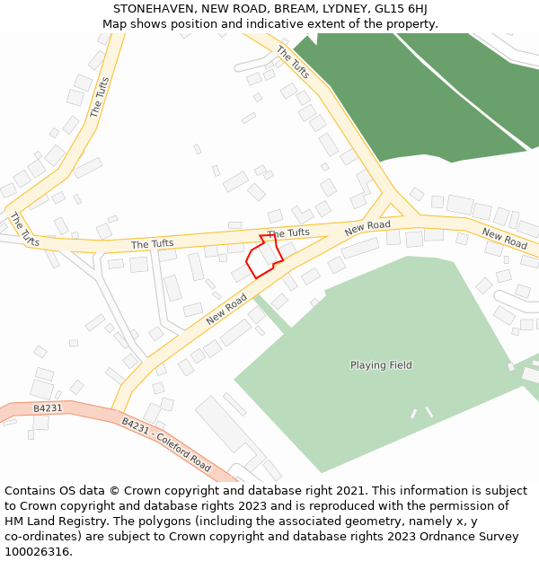STONEHAVEN, NEW ROAD, BREAM, LYDNEY, GL15 6HJ: Location map and indicative extent of plot