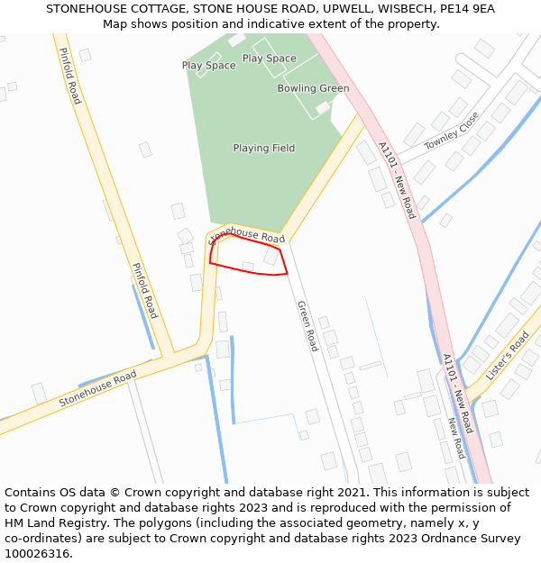 STONEHOUSE COTTAGE, STONE HOUSE ROAD, UPWELL, WISBECH, PE14 9EA: Location map and indicative extent of plot