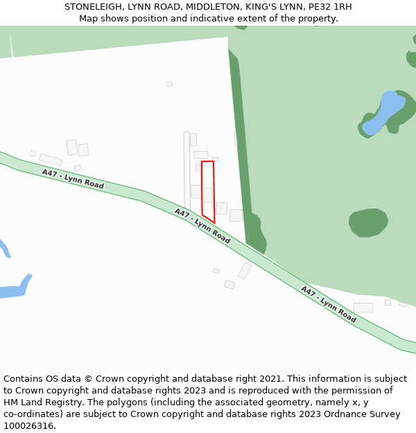 STONELEIGH, LYNN ROAD, MIDDLETON, KING'S LYNN, PE32 1RH: Location map and indicative extent of plot