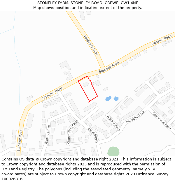 STONELEY FARM, STONELEY ROAD, CREWE, CW1 4NF: Location map and indicative extent of plot