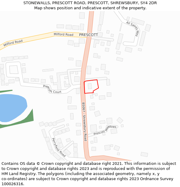 STONEWALLS, PRESCOTT ROAD, PRESCOTT, SHREWSBURY, SY4 2DR: Location map and indicative extent of plot