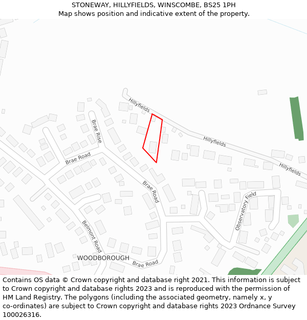 STONEWAY, HILLYFIELDS, WINSCOMBE, BS25 1PH: Location map and indicative extent of plot