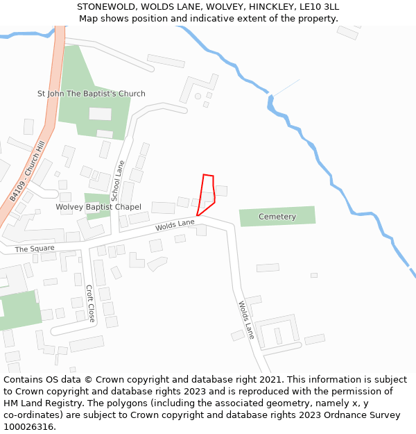 STONEWOLD, WOLDS LANE, WOLVEY, HINCKLEY, LE10 3LL: Location map and indicative extent of plot