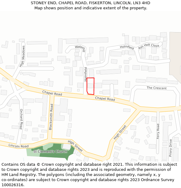 STONEY END, CHAPEL ROAD, FISKERTON, LINCOLN, LN3 4HD: Location map and indicative extent of plot